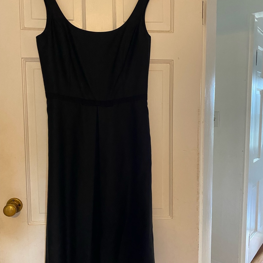 Ann Taylor Black Sheath Midi Dress Scoop Neck Sleeveless